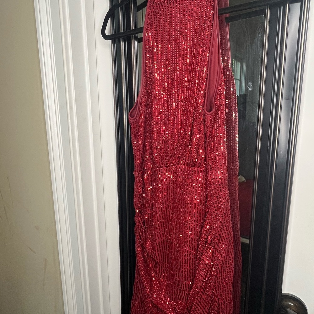 Red Sequin Sleeveless Dress